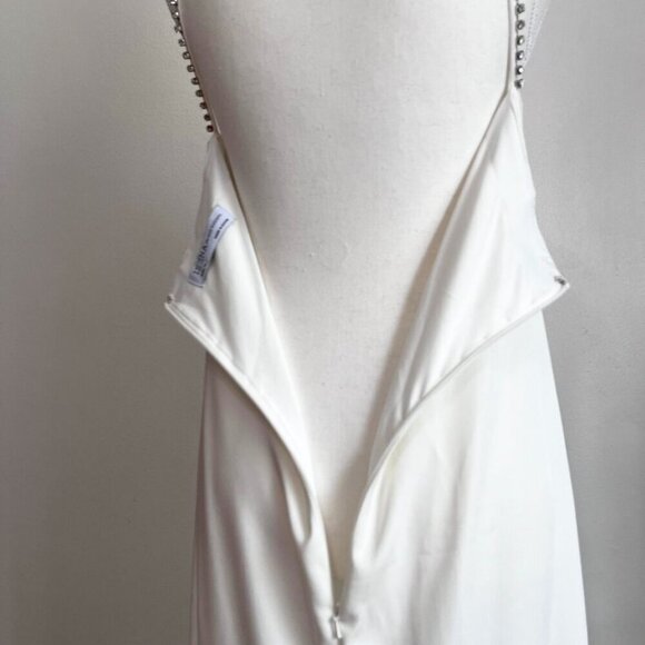 NWT IEENA FOR MAC DUGGAL WHITE RHINESTONE LONG EVENING FORMAL DRESS - 14 - Picture 11 of 15